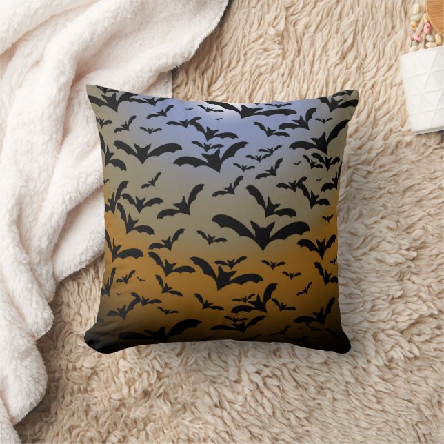 I've Gone Batty For Black Bats & Pretty Moonlight Throw Pillow (Blanket)