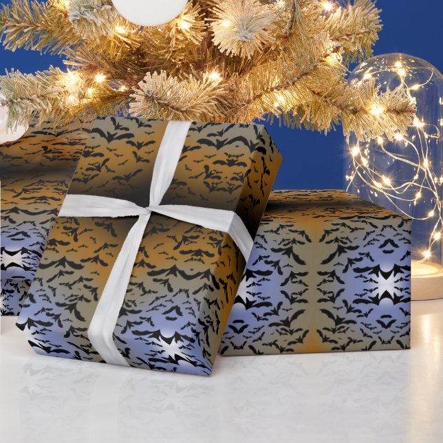 I've Gone Batty For Black Bats & Pretty Moonlight Wrapping Paper (Holidays)