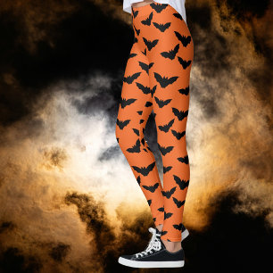 I've Gone Batty Orange Black Bats Leggings
