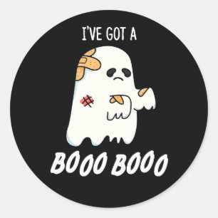 I've Got A Boo Boo Funny Ghost Pun Dark BG Classic Round Sticker