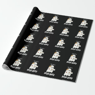 I've Got A Boo Boo Funny Ghost Pun Dark BG Wrapping Paper