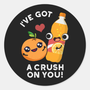 I've Got A Crush On You Funny Soda Pun Dark BG Classic Round Sticker