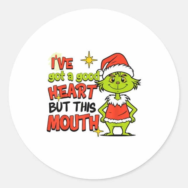 I've Got A Good Heart But This Mouth Funny Christm Classic Round Sticker (Front)