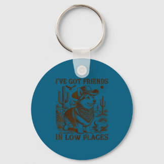 I've got friends in low places corgi dad  keychain