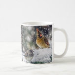 I've Got my Eye on You Coffee Mug<br><div class="desc">A female cardinal in the snow appears to be keeping her eye on the other bird.</div>