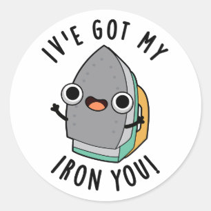 I've Got My Iron You Funny Appliance Pun Classic Round Sticker
