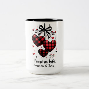 I've Got You Babe Hearts With Names Valentines Day Two-Tone Coffee Mug