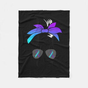 Ive Got Your Six Womens Messy Bun Suicide Awarenes Fleece Blanket