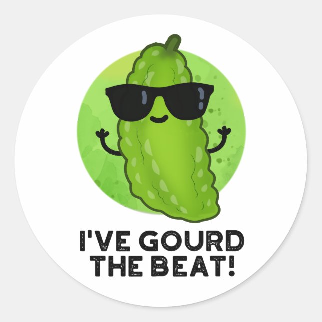 I've Gourd The Beat Funny Veggie Pun  Classic Round Sticker (Front)