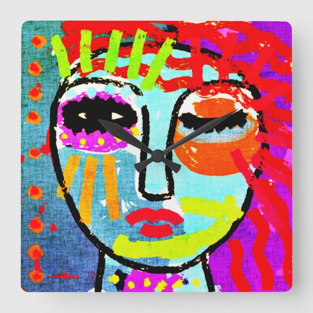 I've Had Enough Original Abstract Art  Square Wall Clock (Front)