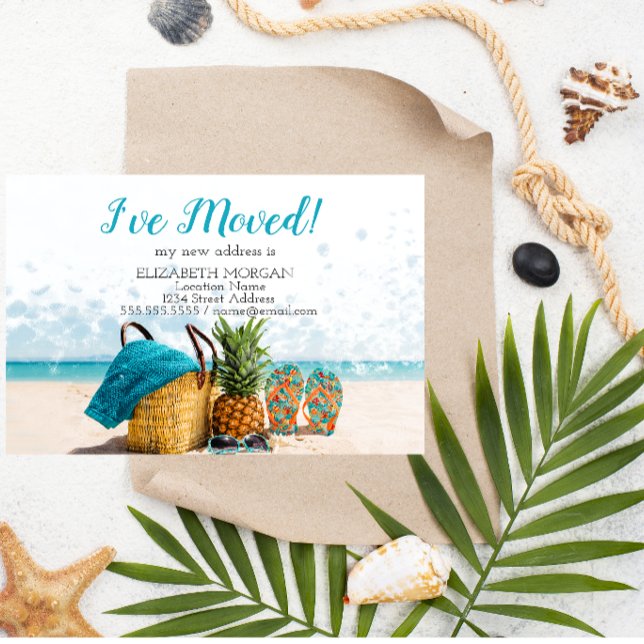 I've Moved,Beach,Pineapple,New Address Announcement Postcard (Creator Uploaded)