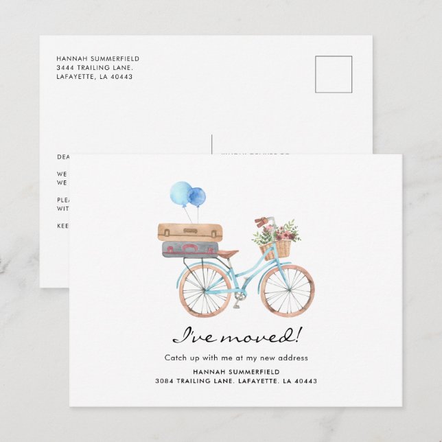 I've Moved Boho Chic Watercolor Moving Announcement Postcard (Front/Back)