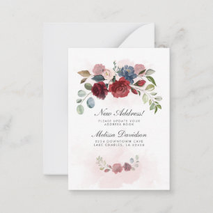 I've Moved Burgundy Floral Moving Announcement