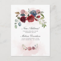 I've Moved Burgundy Floral Moving Announcement