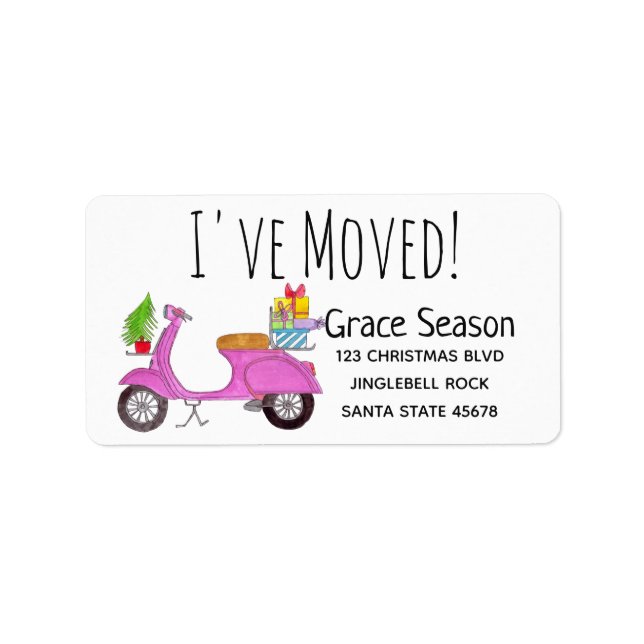 I've Moved Christmas Scooter label (Front)
