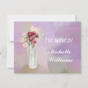 I've Moved Classic Elegant Pink Floral Move  Announcement