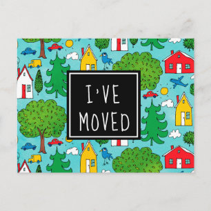 I've Moved Cute Cartoon Town New Address Moving Announcement Postcard