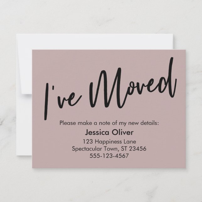 "I've Moved" Écriture manuscrite moderne Carte Ros (Devant)