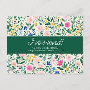 I've Moved Floral Moving Announcement Postcard
