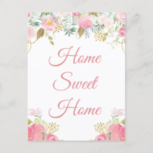 I've Moved Home Sweet Home Floral Postcard