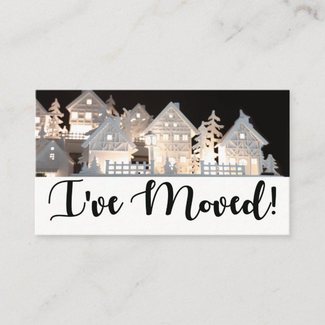 I've Moved  Illuminated Christmas Houses Enclosure Card (Front)