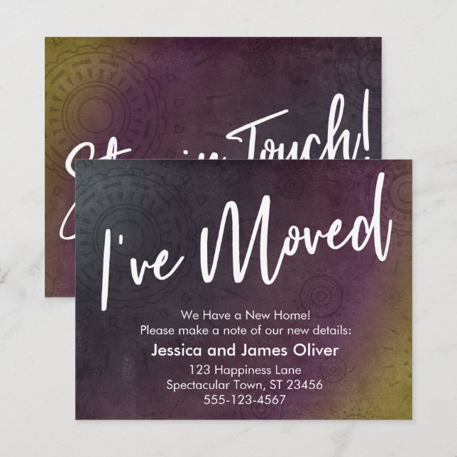 I've Moved Multicolored Grunge Burst Graphic Card (Front/Back)