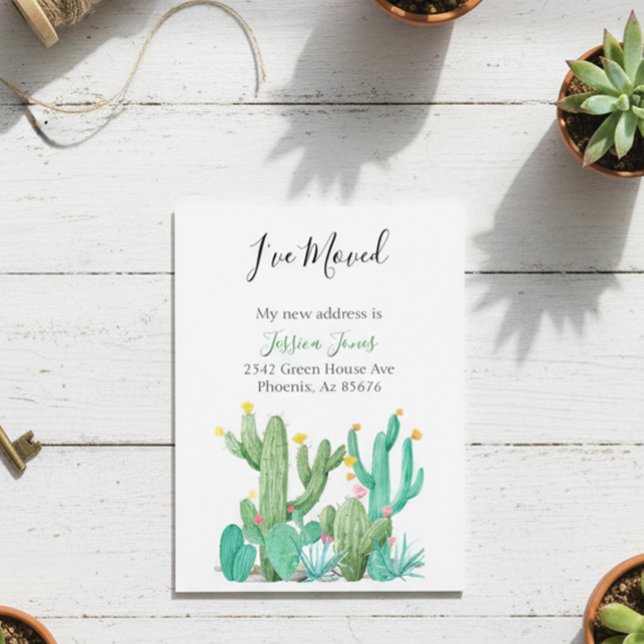 I've  Moved New Address Announcement House Cactus Postcard (Creator Uploaded)