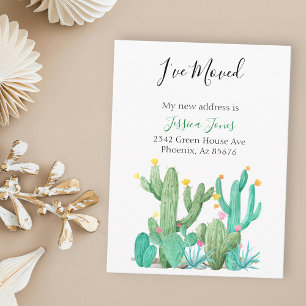 I've Moved New Address Announcement House Cactus Postcard