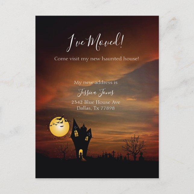 I've Moved New Address Notice Moving Halloween Announcement Postcard (Front)