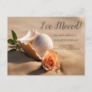 I've Moved,Seashell,Rose,New Address Announcement Postcard