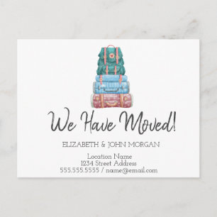 I've Moved, Suitcases New Address Announcement Postcard