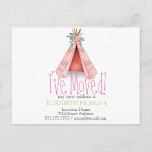 I've Moved Tribal Teepee New Address Announcement Postcard