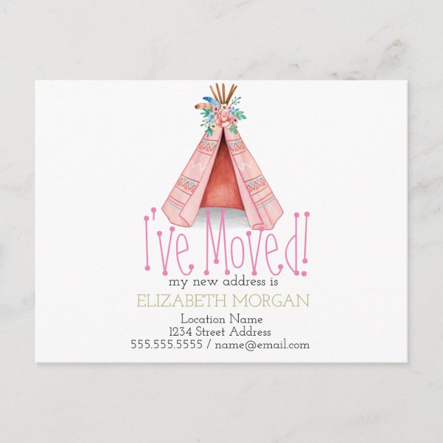 I've Moved Tribal Teepee New Address Announcement Postcard (Front)