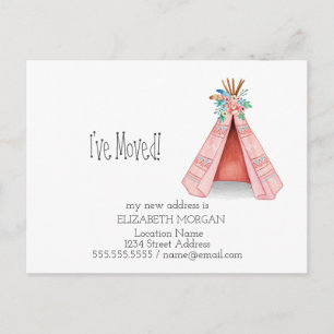 I've Moved, Tribal Tent New Address Announcement Postcard