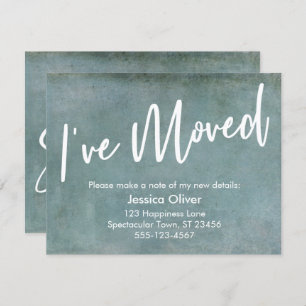 "I've Moved" Typography Grunge Blue Announcement
