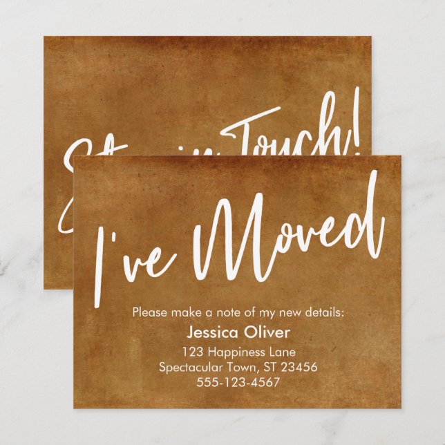"I've Moved" Typography Grunge Orange Announcement (Front/Back)