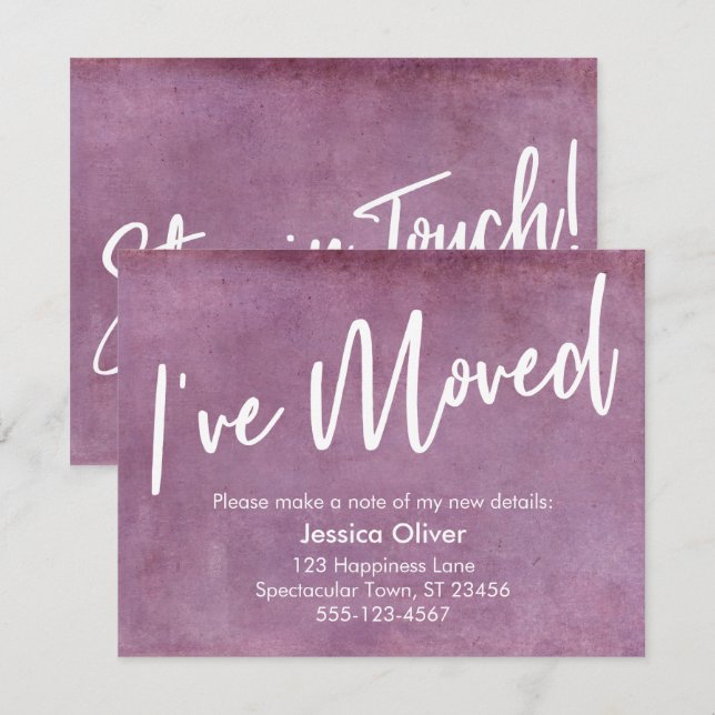 "I've Moved" Typography Grunge Pink Announcement (Front/Back)