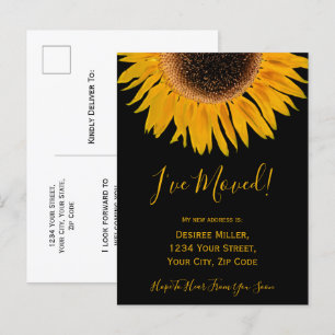 I've Moved Yellow Black Sunflower Announcement