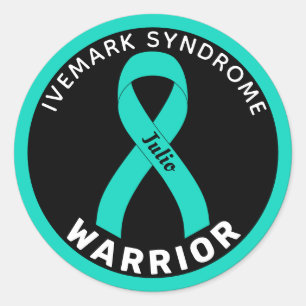 Ivemark Syndrome Warrior Ribbon Black Classic Round Sticker