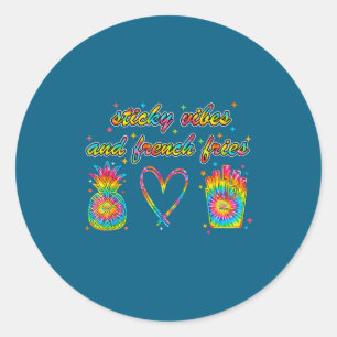Ivf Mom Tie Dye Transfer Day Sticky Vibes &amp; Fr Classic Round Sticker