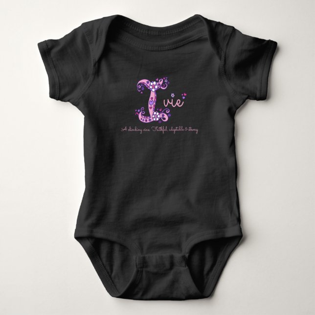Ivie name meaning monogram I custom baby romper (Front)