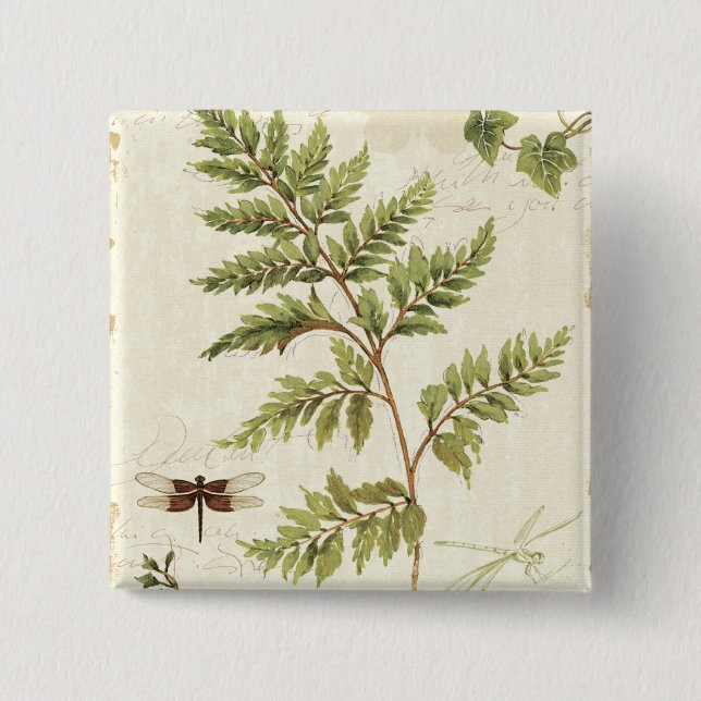 Ivies and Ferns 2 Inch Square Button (Front)