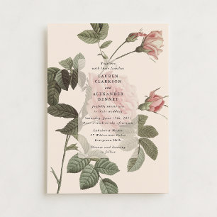 IVintage botanical rose floral wedding innvitation Invitation