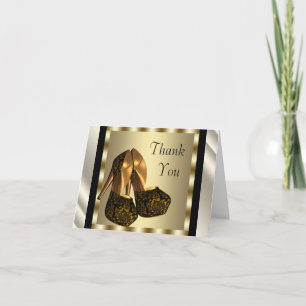 Ivoire noir Or talon haute Chaussures Merci Cartes