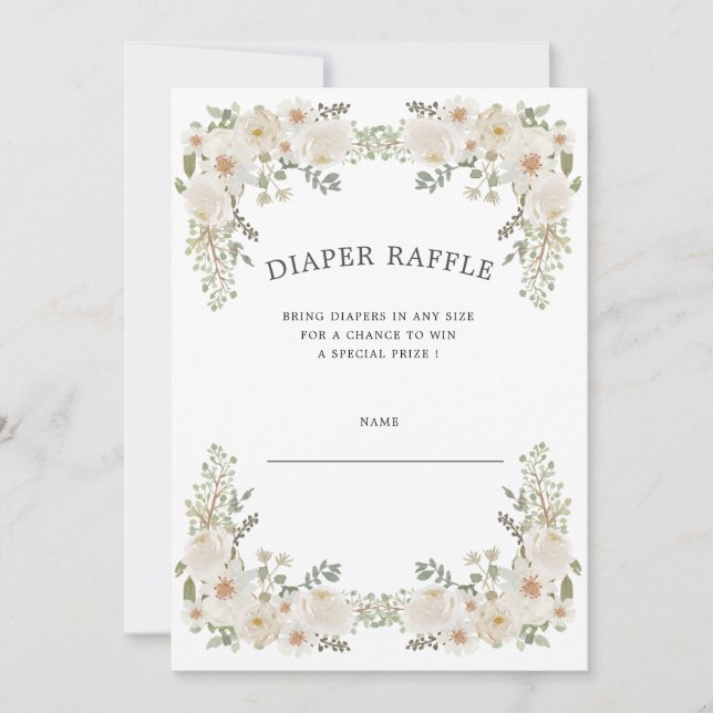Ivoires floral diaper tombole billet invitation (Devant)