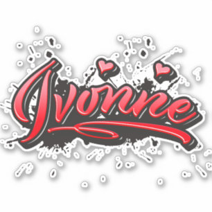 Ivonne red Heart Graffiti Aufkleber Sticker