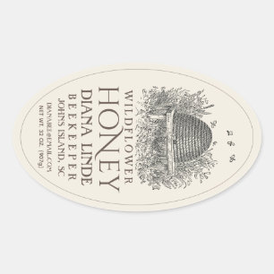 Ivory 32 oz Queenline Étiquette de miel Vintage Sk