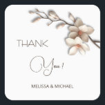 Ivory 3D Mangolia Wedding Thank You Square Sticker<br><div class="desc">Ivory 3D magnolia wedding thank you sticker.</div>