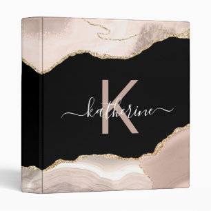 Ivory Agate Beige Gold Monogram Script Wedding Binder