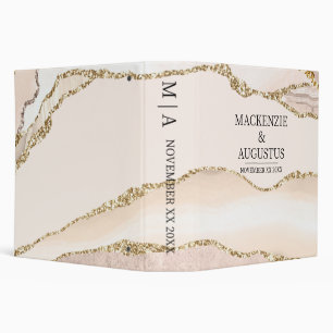 Ivory Agate & Gold Glitter Bride and Groom Wedding Binder